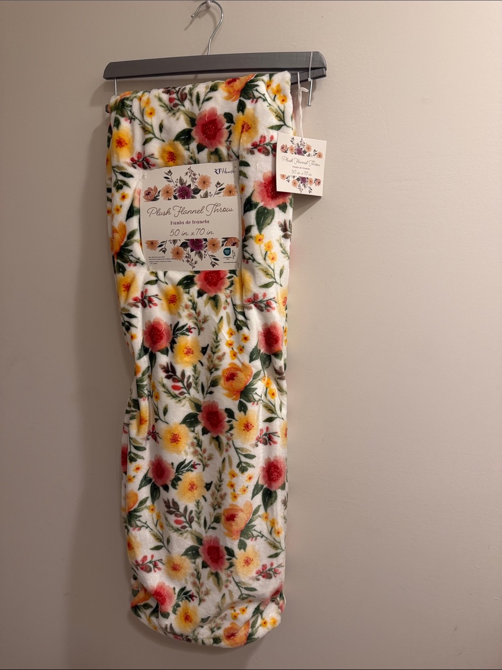 Plush Floral Throw Blanket by RTStyles - Red & Yellow Floral